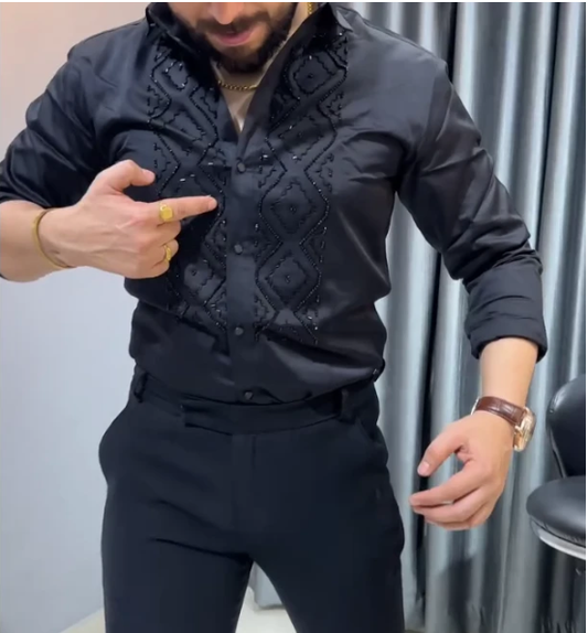 Camisa de Fiesta con Brillo para Hombre
