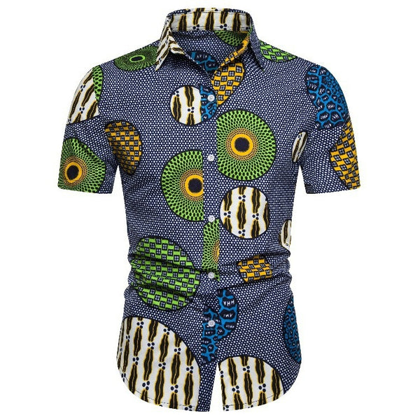 Camisa Casual de Manga Corta Estilo Tradicional para Hombre