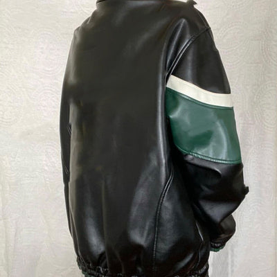 Chaqueta de Cuero Negra Estilo Retro Americano con Costuras de Letras - Image 2