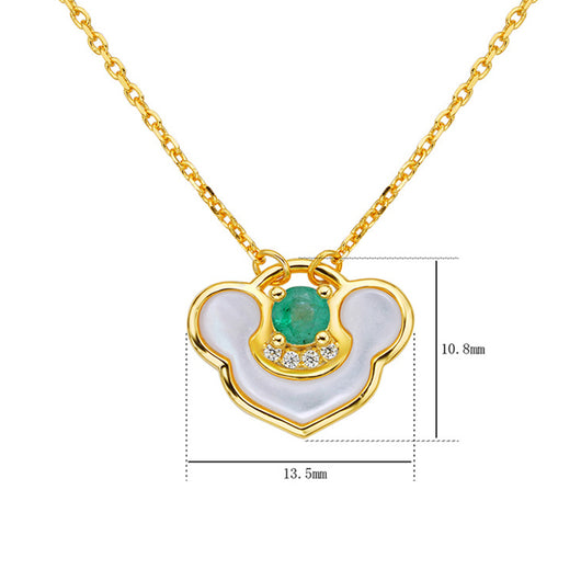 Collar Elegante Cierre Paz Plata S925 con Esmeralda Natural y Madreperla - Image 10