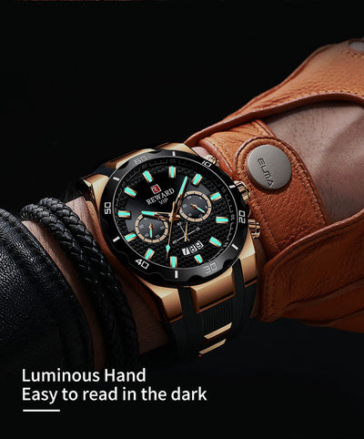 Reloj para Hombre REWARD Negro y Dorado con Diseño Moderno y Calendario - Image 14
