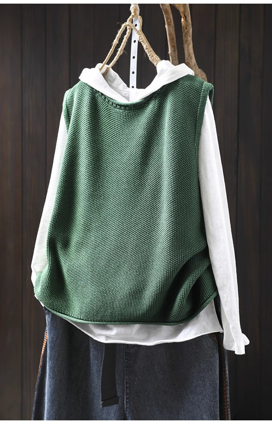 Chaleco Tejido de Algodón con Cuello Redondo Estilo Retro - Image 17