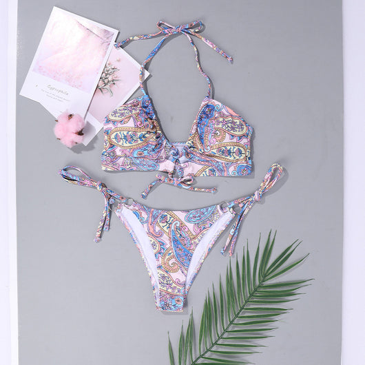 Bikini Floral Ajustable con Espalda Descubierta y Cordones - Image 4