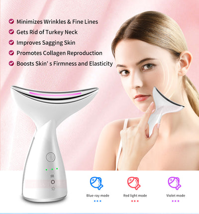 Dispositivo de Radiofrecuencia y Microcorriente para Rostro y Cuello con Terapia LED