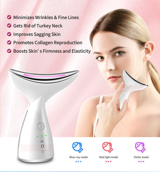 Dispositivo de Radiofrecuencia y Microcorriente para Rostro y Cuello con Terapia LED