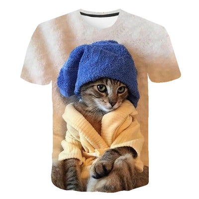 Camiseta Unisex Estampado 3D Gato Harajuku - Manga Corta Casual - Image 5