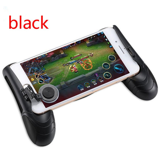 Black mobile game handle with an attached joystick and trigger buttons, holding a smartphone displaying a game. - Image 8