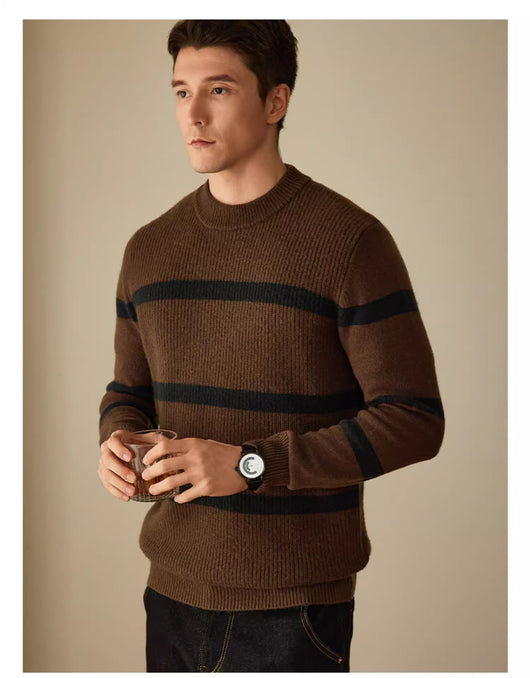 Suéter de Lana Pura para Hombre con Rayas Contraste - Calidez y Estilo - Image 3