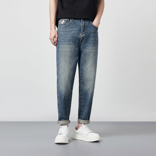 Pantalones Vaqueros Rectos Lavados Versátiles para Hombre