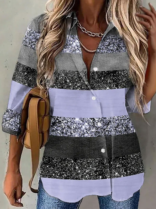 Camisa Estampada de Solapa para Mujer - Image 2