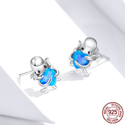 Aretes de Ópalo Pulpo Plateado - Joyería Elegante para Mujeres