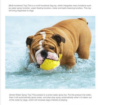 Yellow and white pufferfish-shaped dog toy with spikes, designed for floating and water spray during summer bathing. - Image 9