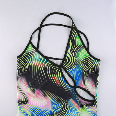 Vestido Asimétrico Hueco Estampado con Tirantes - Image 16
