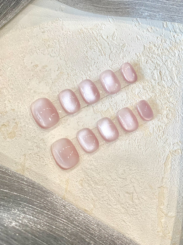 Adhesivos de Uñas Cortas Diseño Ojo de Gato Flor de Cerezo