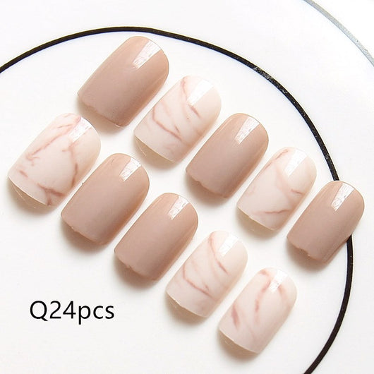 Uñas Postizas Khaki Claro con Efecto Difuminado - Image 6