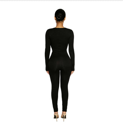 Body Shaper de Cuello V Manga Larga Elástico para Mujer - Image 11