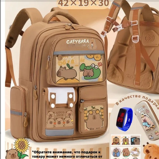 Mochila Escolar Infantil Delfín y Capibara - Diseño Animado - Image 5