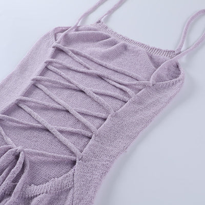 Vestido Suéter Largo Backless con Tirantes Ajustables - Image 8