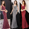 Vestido Largo Elegante de Cola de Pez con Temperamento Brillante para Dama