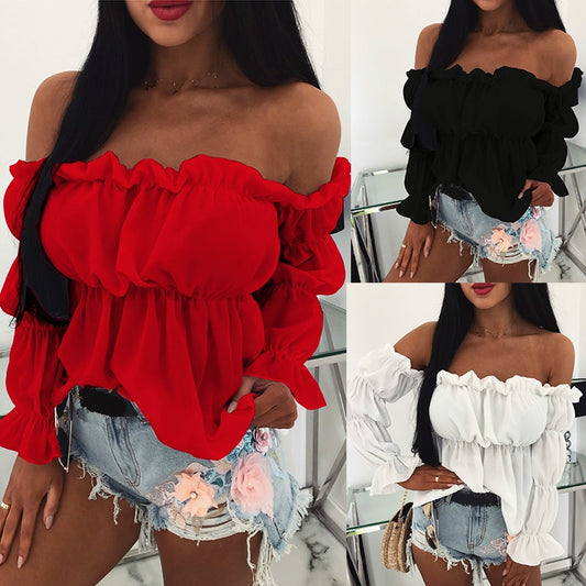 Blusa Larga Ajustada de Color Sólido para Mujer