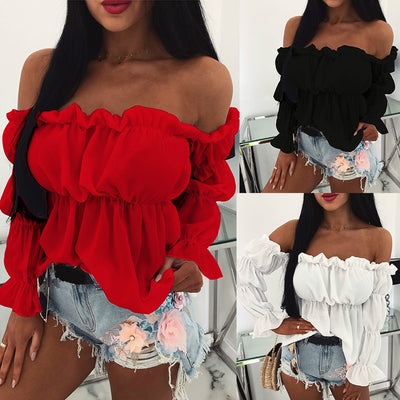 Blusa Larga Ajustada de Color Sólido para Mujer