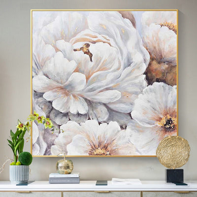 Cuadro de Flores Blancas al Óleo sin Marco - Image 9
