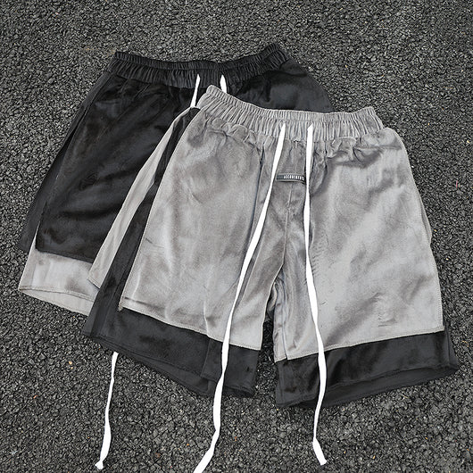 Shorts de Terciopelo con Dobladillo Reforzado y Cordón Ajustable