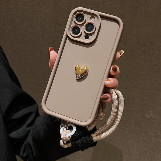 Funda de Silicona para Celular con Diseño de Corazón y Cordón Dorado - Image 25