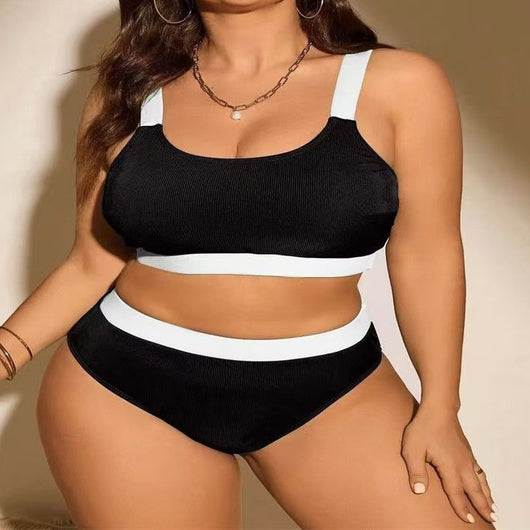 Bikini Asimétrico Talle Alto Plus Size - Traje de Baño Dos Piezas para Mujer - Image 2