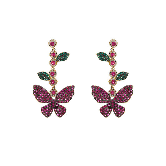 Aretes Mariposa Hada con Cristales Zirconia y Borlas Largas - Estilo Diosa - Image 2