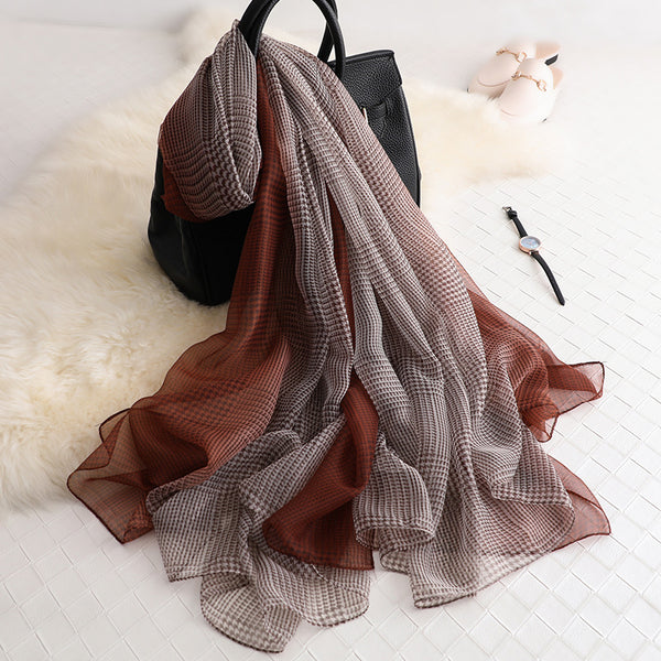 Chal Largo Estampado Pata de Gallo para Protección Solar