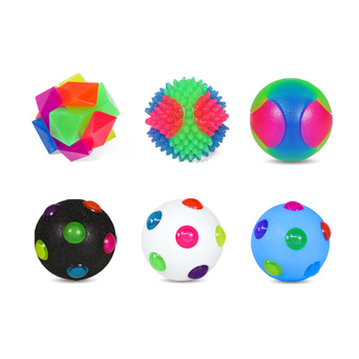 White 10cm TPR pet training ball with colorful luminous dots for small dogs. - Image 5