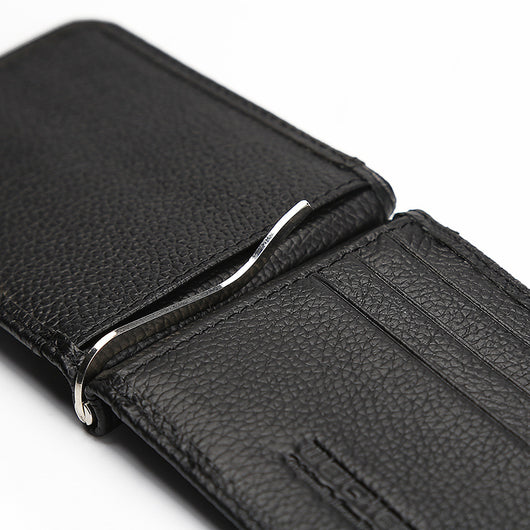 Billetera Casual Delgada para Hombre con Clip de Metal y Cuero PU Grabado - Image 2