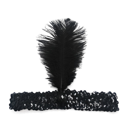 Diadema de Plumas de Avestruz con Diamantes y Lentejuelas - Image 6