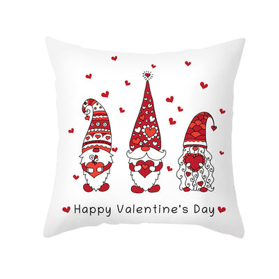 Funda de Almohada Día de San Valentín Letras Cartoon Roja - Tela Melocotón - Image 11