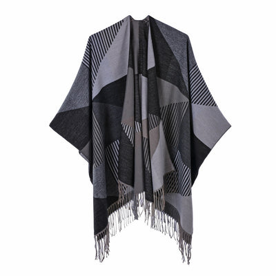 Chal Retro Grueso y Cálido con Textura Jacquard - Estilo Vintage Elegante - Image 10