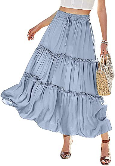 Vestido Maxi Plisado de Cintura Alta Elástica para Mujer - Image 3