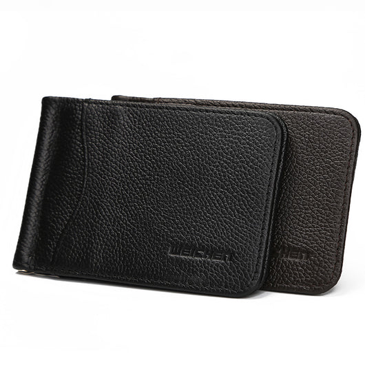 Billetera Casual Delgada para Hombre con Clip de Metal y Cuero PU Grabado - Image 3