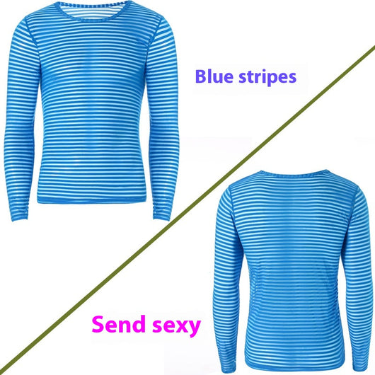 Camiseta Manga Larga a Rayas Talla Grande para Hombre - Image 16