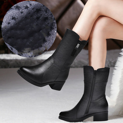 Botas de Montar con Tacón Grueso y Forro de Algodón Cálido - Image 9