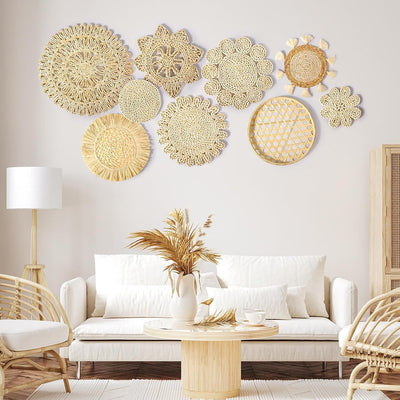 Decoraciones Bohemias Tejidas en Paja - Combinación de Pared Artesanal - Image 27