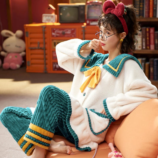 Pijama Coreano Grueso y Suave de Franela para Casa - Image 15