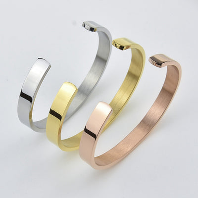 Pulsera de Acero Inoxidable Grabada con Láser - Brazalete Elegante en Forma C - Image 20