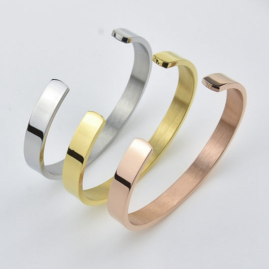 Pulsera de Acero Inoxidable Grabada con Láser - Brazalete Elegante en Forma C - Image 20