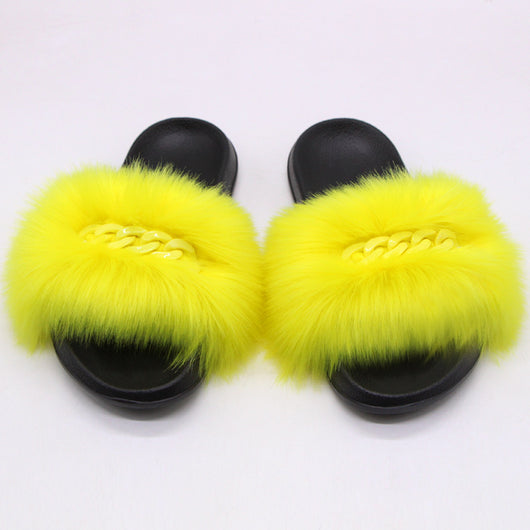 Pantuflas de Piel Sintética de Zorro con Cadena - Sandalias Peluche Cómodas - Image 25