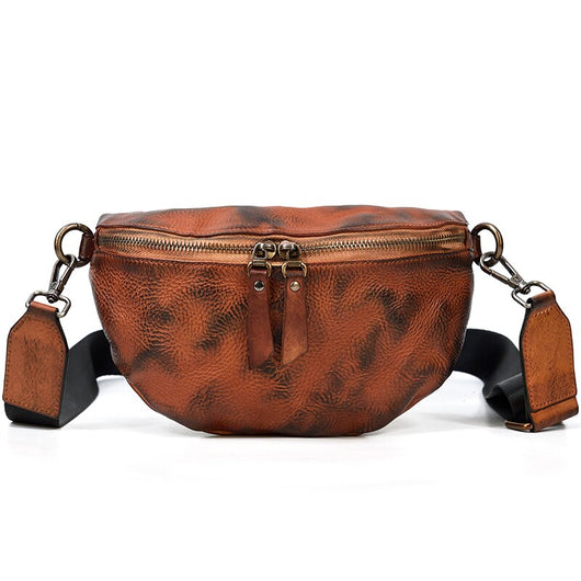 Bolsa de Cuero Pintada a Mano - Estilo Retro para Mujer