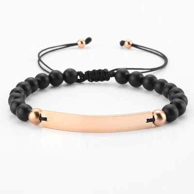 Pulsera Ajustable con Cuentas Personalizadas y Placa Grabada - Image 5