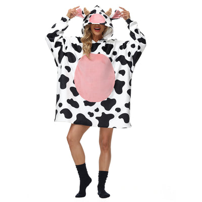Abrigo Mujer Estampado Vaca con Relleno de Plumón Plateado - Image 7