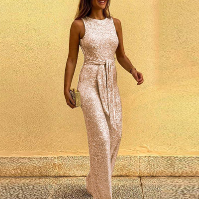 Jumpsuit Plateado sin Mangas con Lentejuelas - Image 5