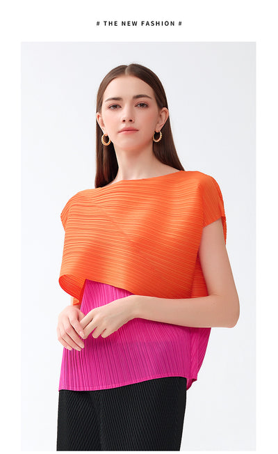 Blusa de Moda Asimétrica con Combinación de Colores para Primavera y Otoño - Image 12